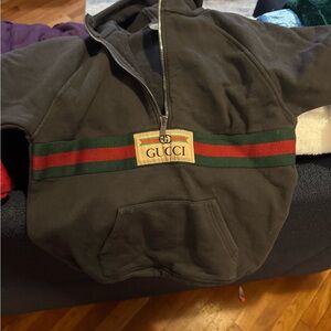 Gucci Black Pullover with Signature Green and Red Accents
